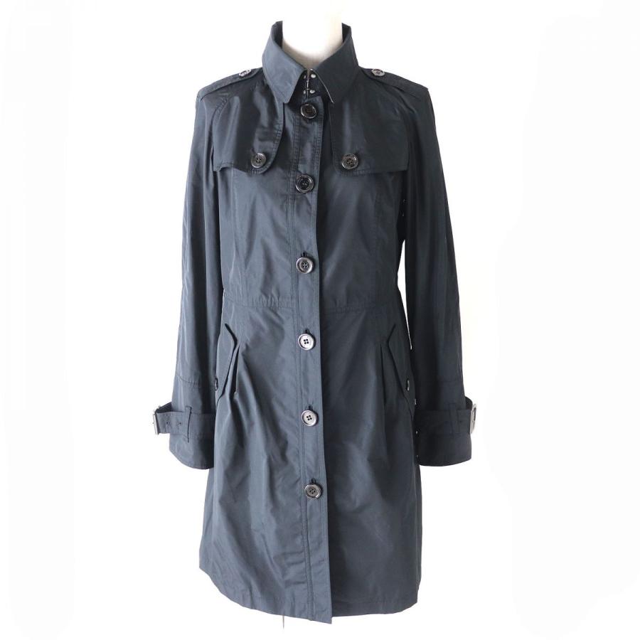 美品 バーバリーロンドンブルーレーベルトレンチコートノバチェック黒36