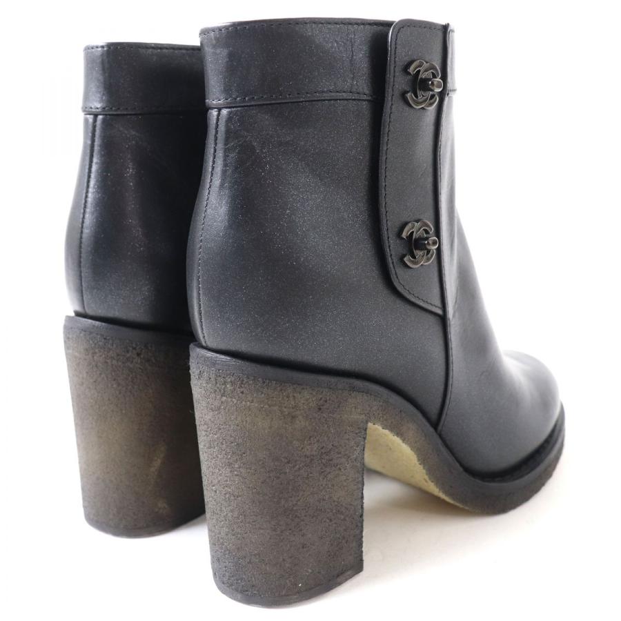 【極美品】CHANEL シャネル ココマーク ターンロック ショートブーツ 中古・古着通販】CHANEL (シャネル) ココマーク ターンロック ショート