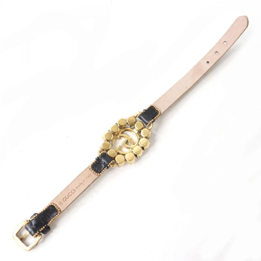 極美品△イタリア製 GUCCI グッチ 648722 クリスタル ダブルG レザー 