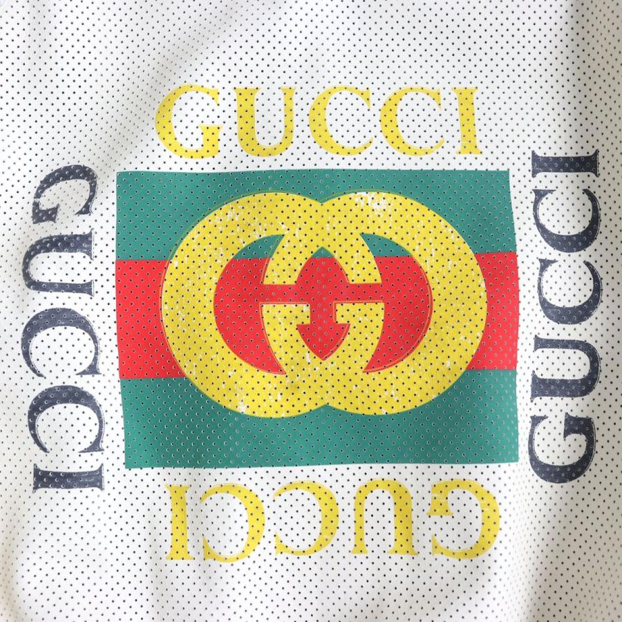 良品△正規品 GUCCI グッチ 497399 ヴィンテージロゴ ブローグレザー ZIP UP ボンバージャケット アイボリー 44 伊製｜brand-td-store｜05