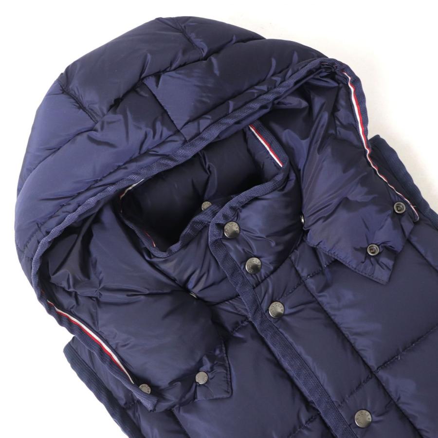 良品△正規品 MONCLER モンクレール TAPAJOS GILET トリコロール フード付き スナップボタン×ZIP UP ダウンベスト ネイビー  0 メンズ