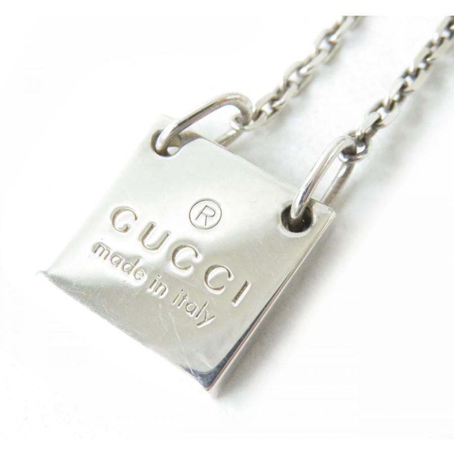 良品△イタリア製 GUCCI グッチ ロゴプレート付き チェーンネックレス
