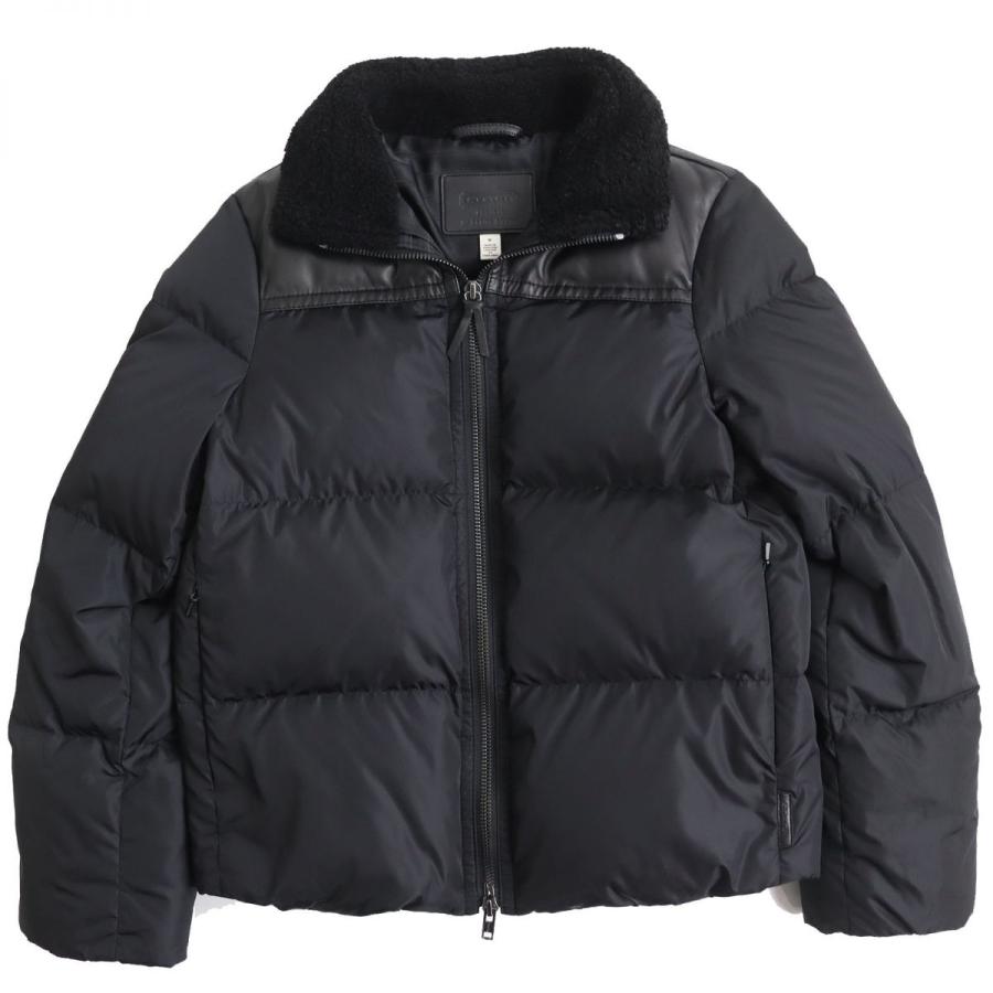 美品★COACH・レザー切替 マルチワッペン付 中綿ジャケット(XS) ◇COACHレザー切替 マルチワッペン付 中綿ジャケットS（M〜L）