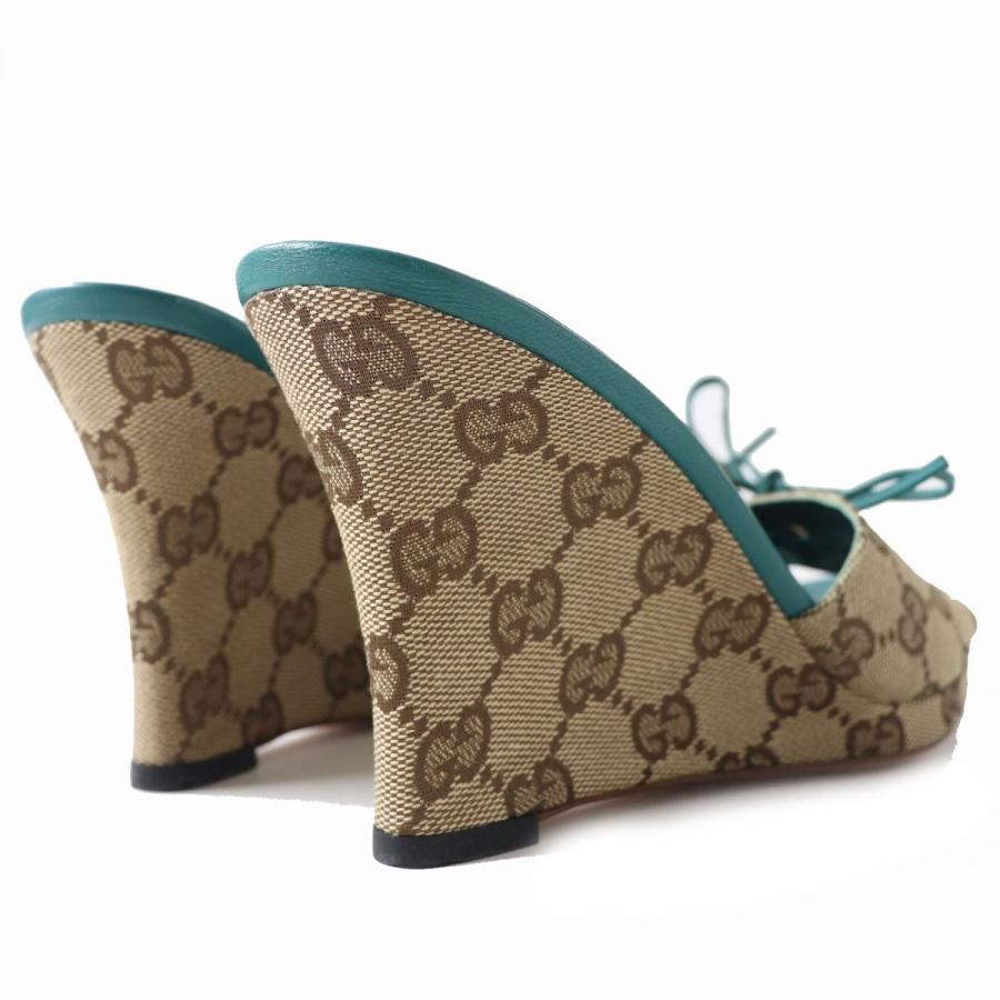 GUCCI 極美品△GUCCI グッチ 142924 GGキャンバス レザーレースアップ  