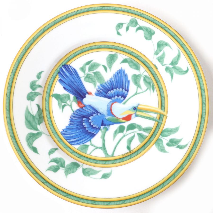 極美品△HERMES　エルメス　TOUCANS　トゥカン　カラフルな南米の鳥オオハシ　皿　プレート21.5cm　食器　ホワイト×マルチカラー　箱付き  :e13-st30206-0099:GREENヤフーショッピング店 - 通販 - Yahoo!ショッピング