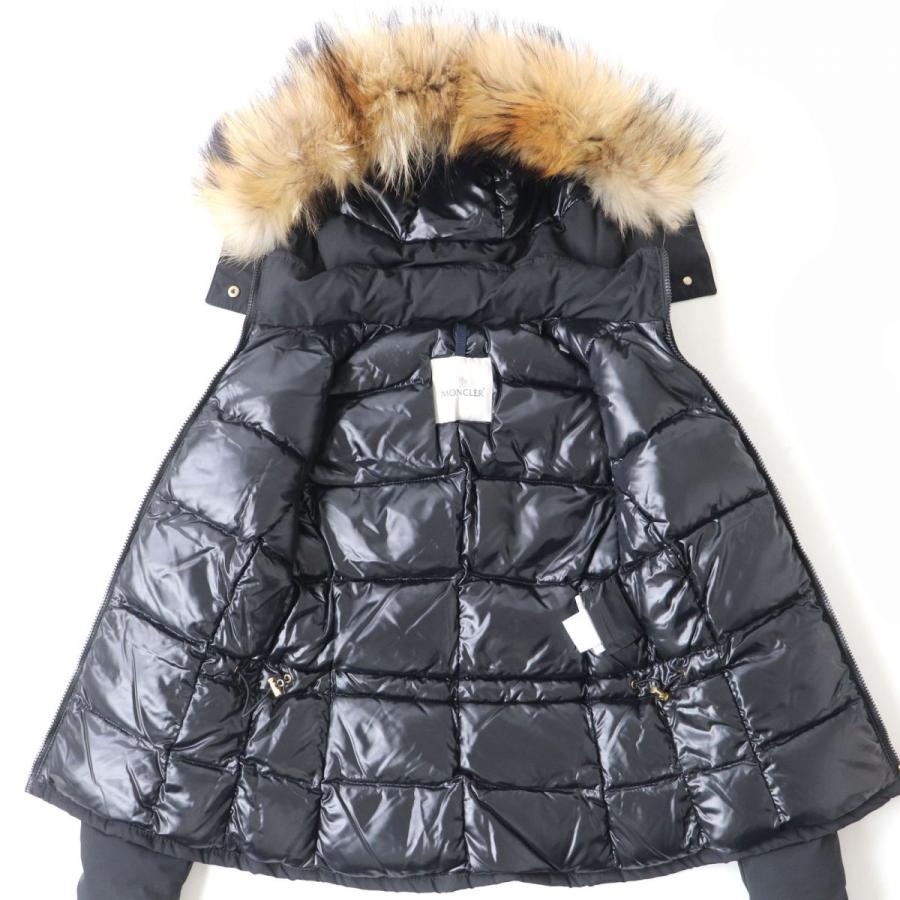 美品△正規品 MONCLER モンクレール AMIENS アミアン ロゴ金具・フード・ファー付き ダブルZIP ダウンジャケット ブラック 00 レディース｜brand-td-store｜04