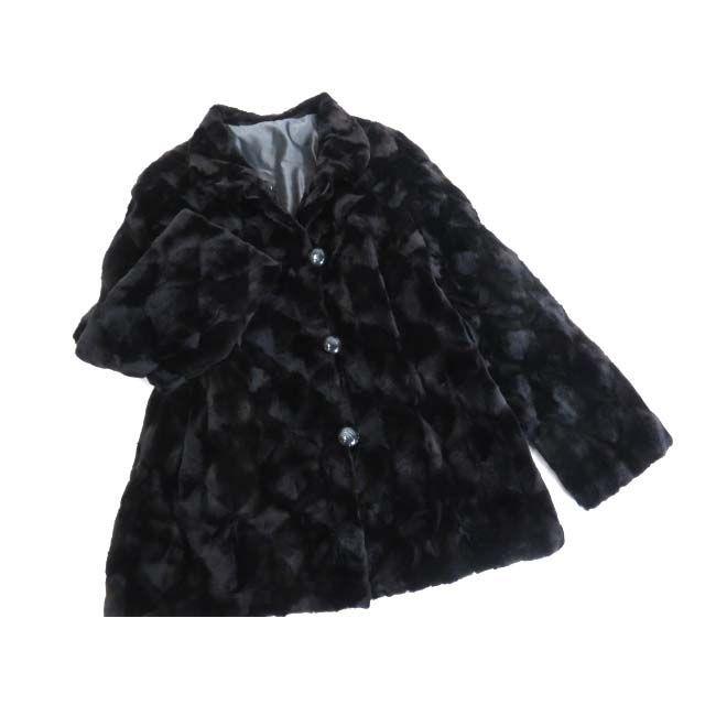 極美品▽MINK シェアードミンク 本毛皮リバーシブルコート ダーク 