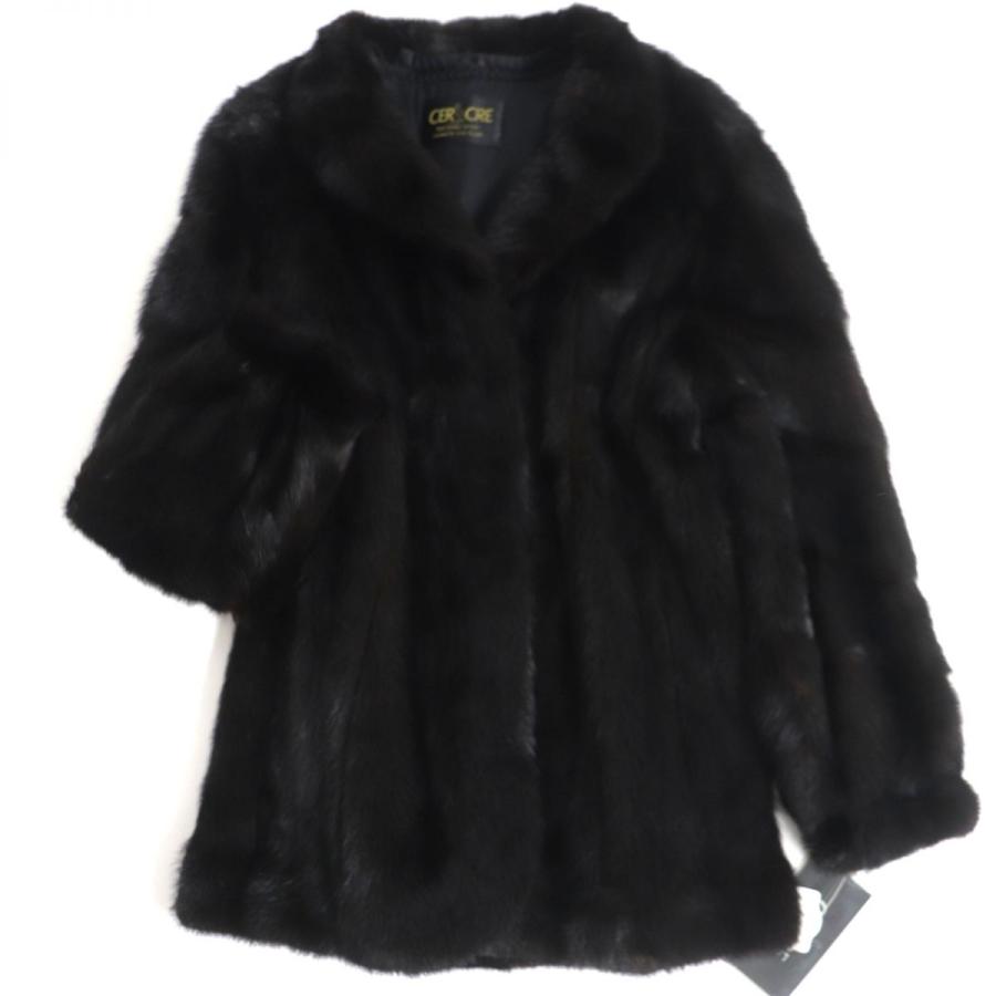 未使用品▽定価48万円 MINK ミンク 本毛皮コート ブラック 毛質艶やか