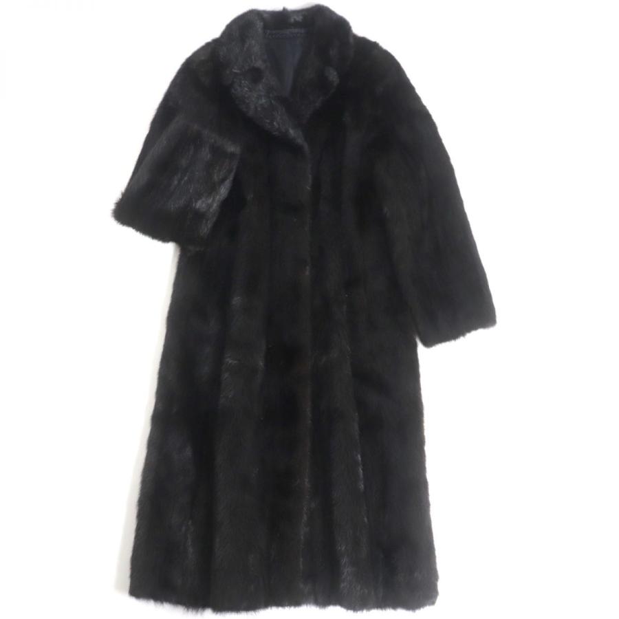 サガミンク SAGA MINK ロングコート ブラック 刺繍 15号レディース
