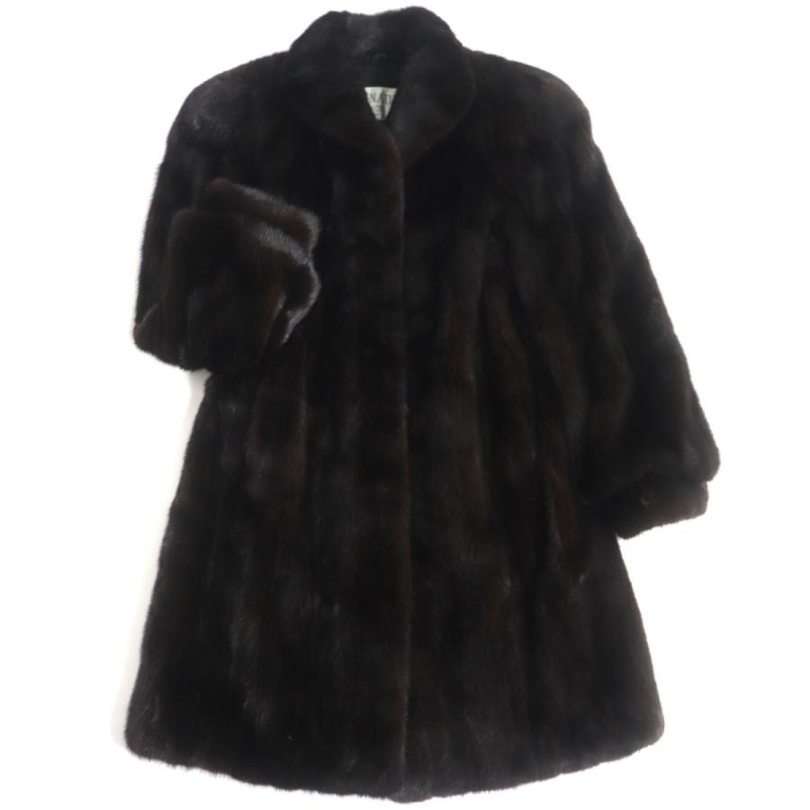 極美品▽BLACKGLAMA ブラックグラマ MINK ミンク 本毛皮コート ダーク 