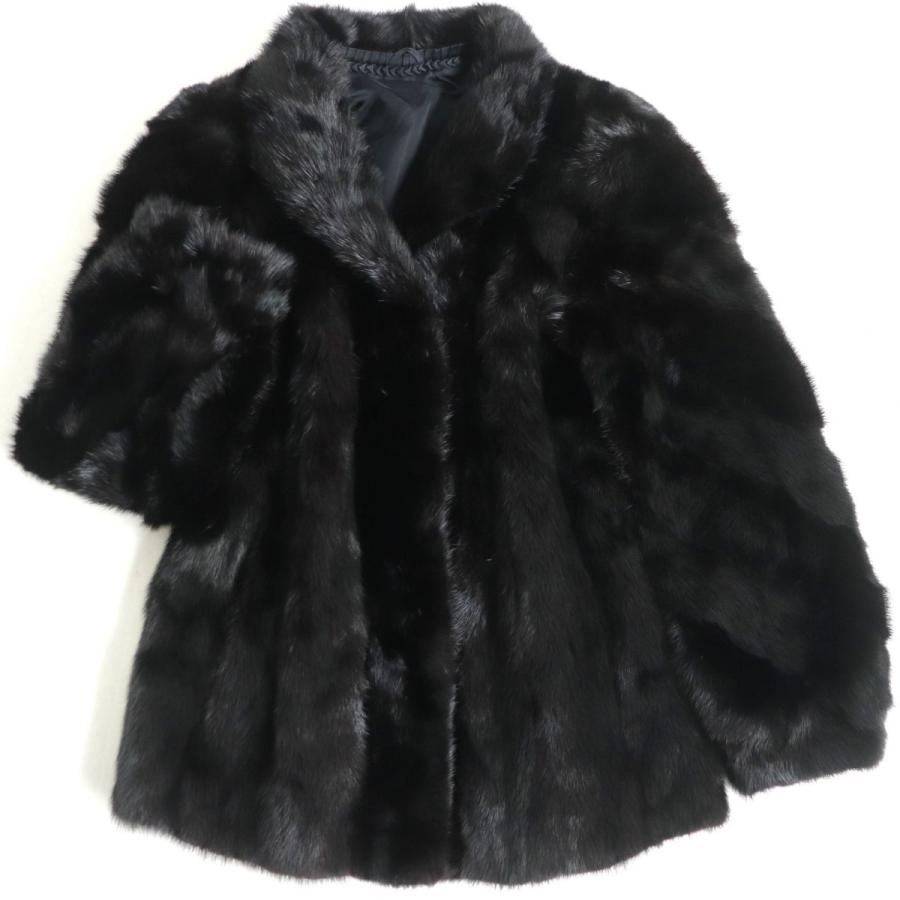 美品▽SAGA MINK サガミンク 本毛皮コート ブラック 毛質艶やか 