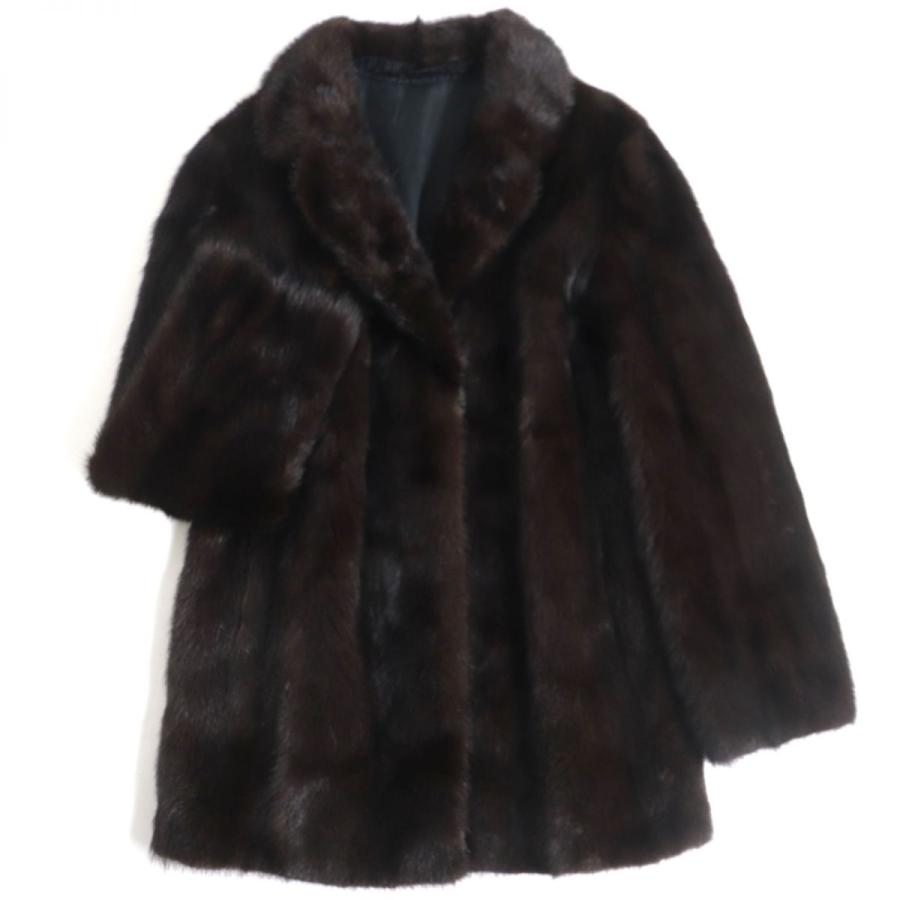 極美品★MINK　ミンク　本毛皮コート　ダークブラウン　毛質艶やか・柔らか◎ 美品▽MINK ミンク 本毛皮コート ダークブラウン 毛質艶やか・柔らか