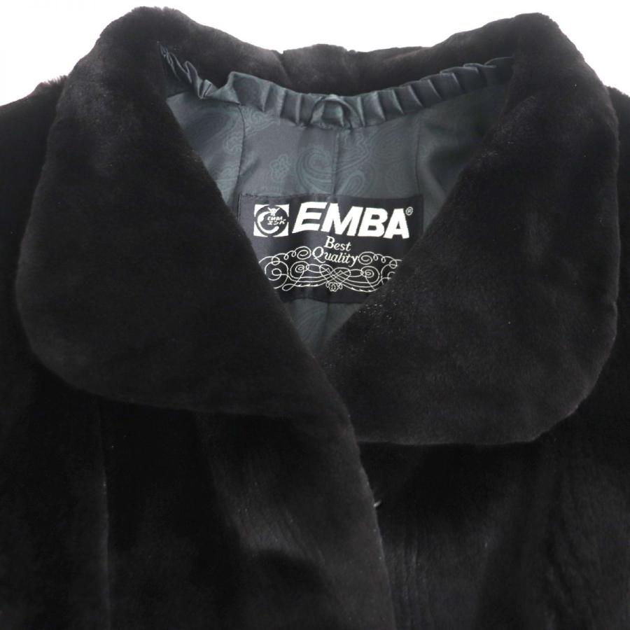 極美品 EMBA エンバ MINK シェアードミンク 裏地ペイズリー柄 本毛皮コート ブラック 毛質柔らか :g16-st30516-5236