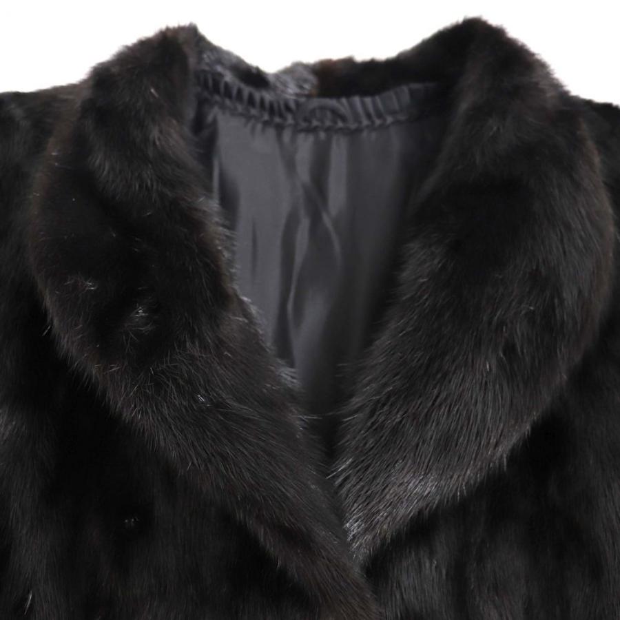 極美品▽MINK ミンク 本毛皮コート ブラック 大きめサイズ15号 毛質艶 
