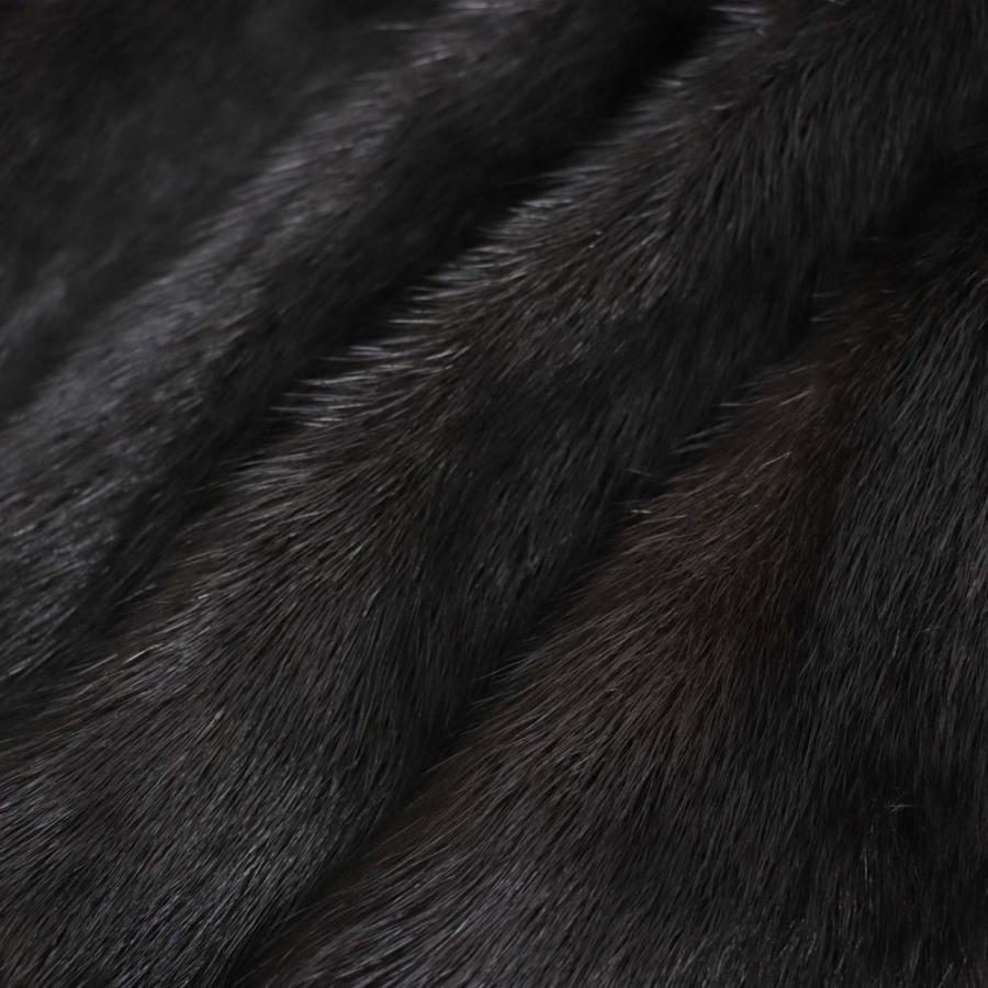 極美品▽MINK ミンク 本毛皮コート ブラック 大きめサイズ15号 毛質艶 