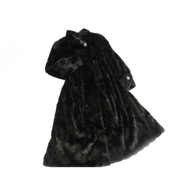極美品▽極上 ブラックグラマ MINK ミンク 毛皮 超ロングコート 