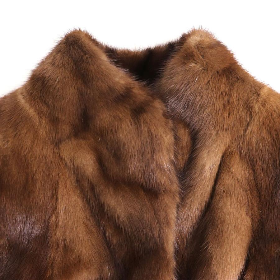 値下げ……美品……本毛皮ミンクのコート。毛並み良 毛並み極美品◇MINK ミンク 本毛皮コート ブラウン 13 毛質艶やか