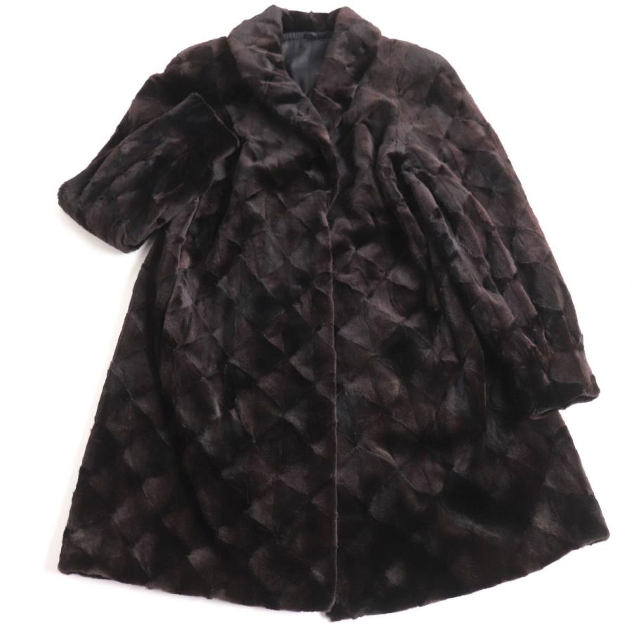 毛並み極美品▽ROTINY ロティニー MINK ミンク 本毛皮コート ダーク