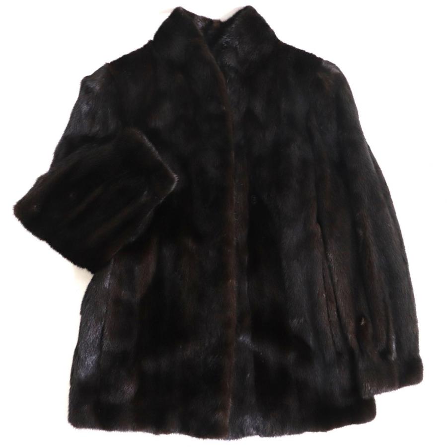 極美品◇SAGA MINK サガミンク 本毛皮コート ダークブラウン 11 毛質