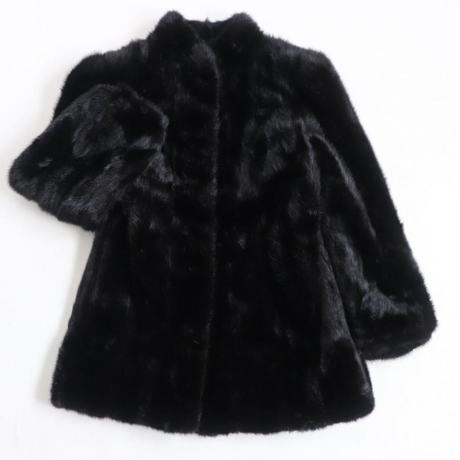 美品☆MINK ミンク 逆毛 本毛皮コート ダークブラウン（ブラックに近い