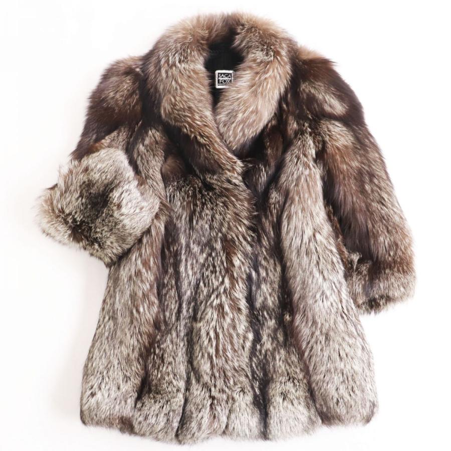 SAGA FOX SAGA MINK 銀サガ グレー系 毛皮コート 11号 極美品○SAGA