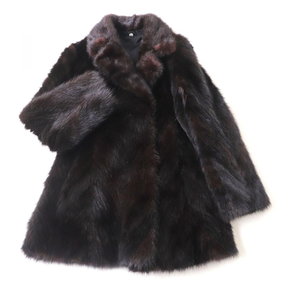 美品☆日本製 GIFUMOUHI 岐阜毛被 MINK ミンク デザイン 本毛皮コート 
