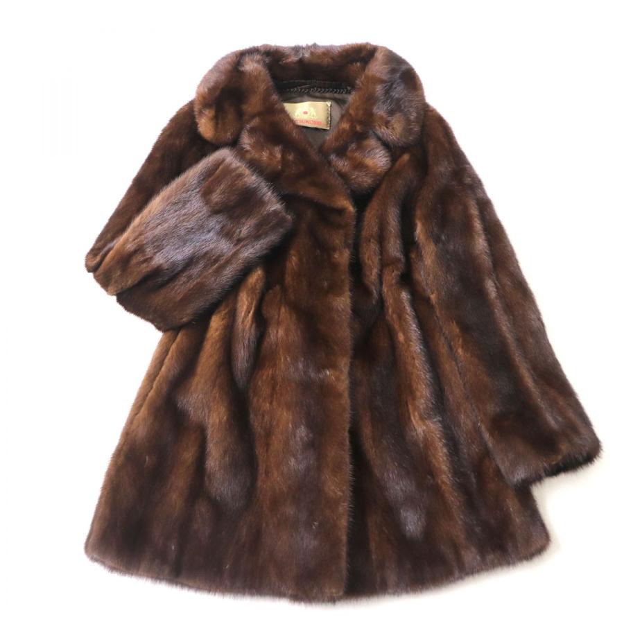 極美品☆MITSUKOSHI ミツコシ MINK ミンク 本毛皮コート ブラウン 13号 