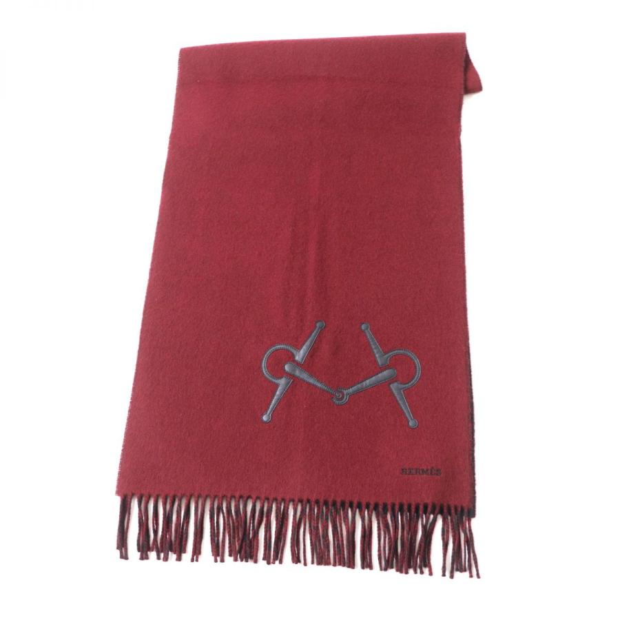 極美品☆エルメス Mors Cuir Brode ロゴ刺繍入り レザー使い フリンジ  