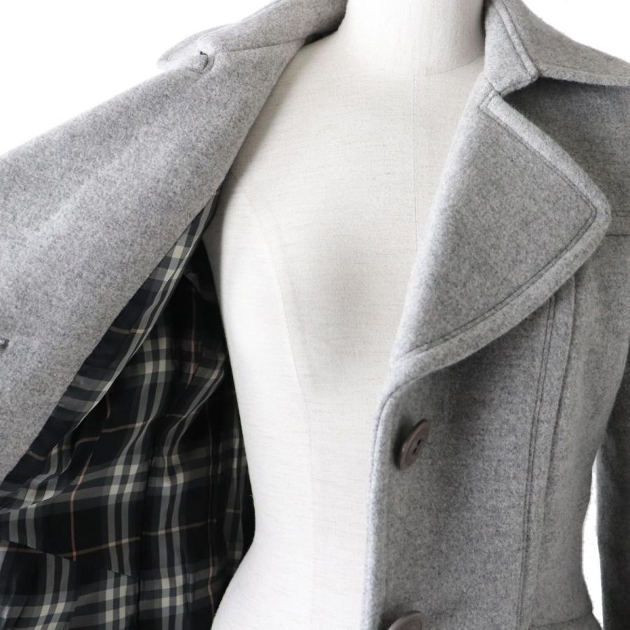 美品】バーバリーブルーレーベルロングコートベルトアンゴラグレー40