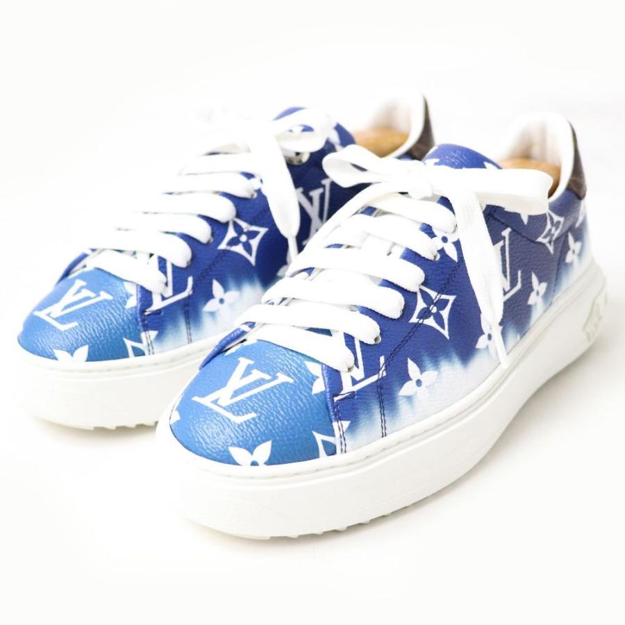 美品 定価円 Lv ルイヴィトン aw 1a7umd モノグラム柄 Lvエスカル タイムアウト ライン スニーカー ブルー 青 レディース 35 H04 St Greenヤフーショッピング店 通販 Yahoo ショッピング