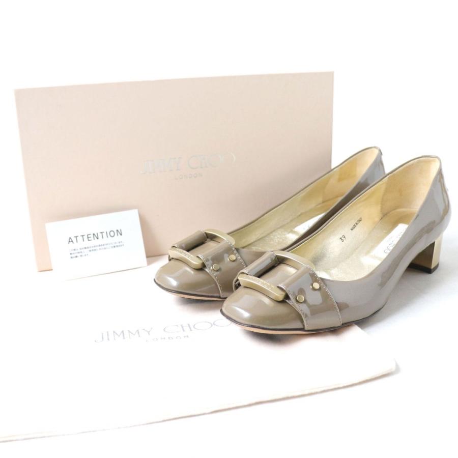 極美品◇JIMMY CHOO ジミーチュウ ロゴプレート・スクエアバックル付