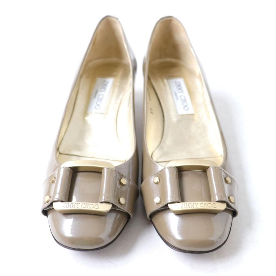 極美品◇JIMMY CHOO ジミーチュウ ロゴプレート・スクエアバックル付
