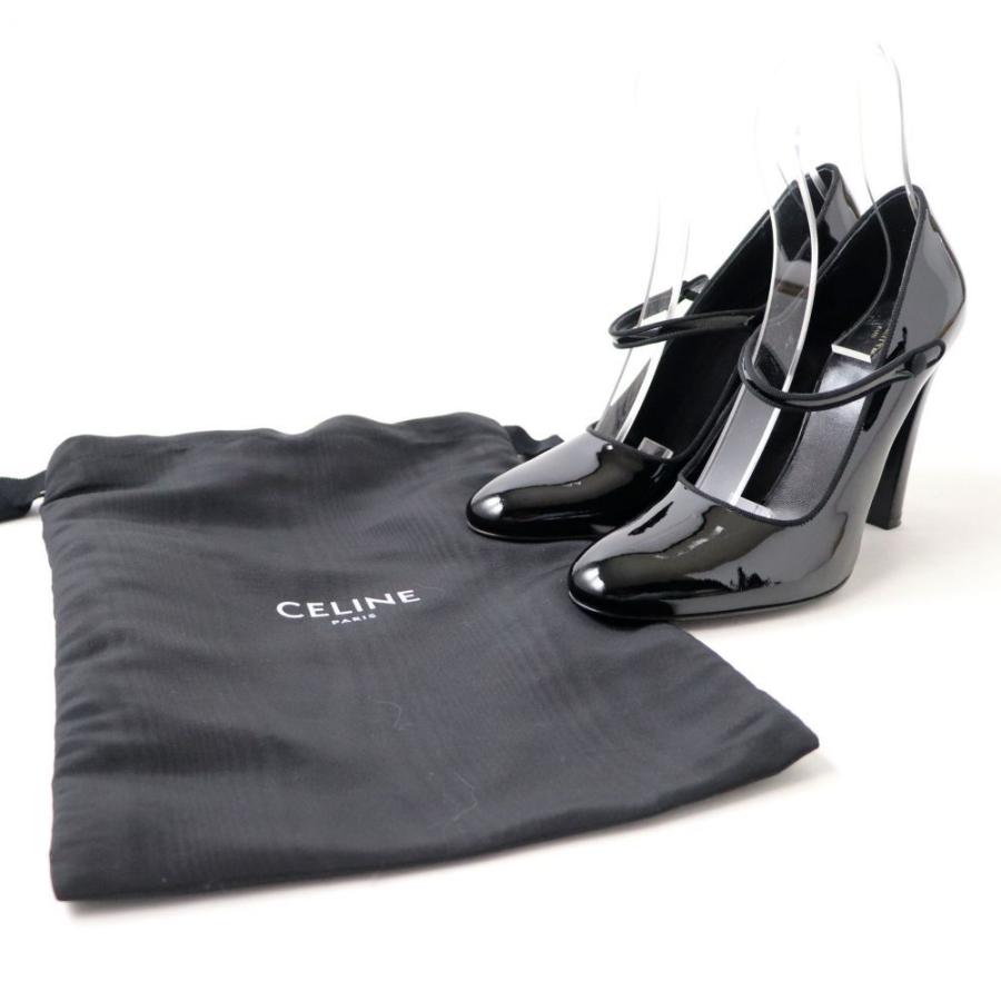 極美品◇美脚効果CELINE セリーヌ ストラップ付 エナメルレザーパンプス23 極美品◇美脚効果◎ CELINE セリーヌ ストラップ付 エナメル