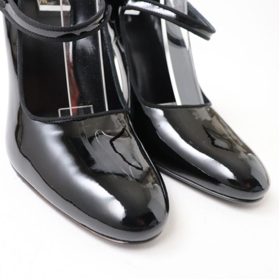 極美品◇美脚効果◎ CELINE セリーヌ ストラップ付 エナメルレザー 