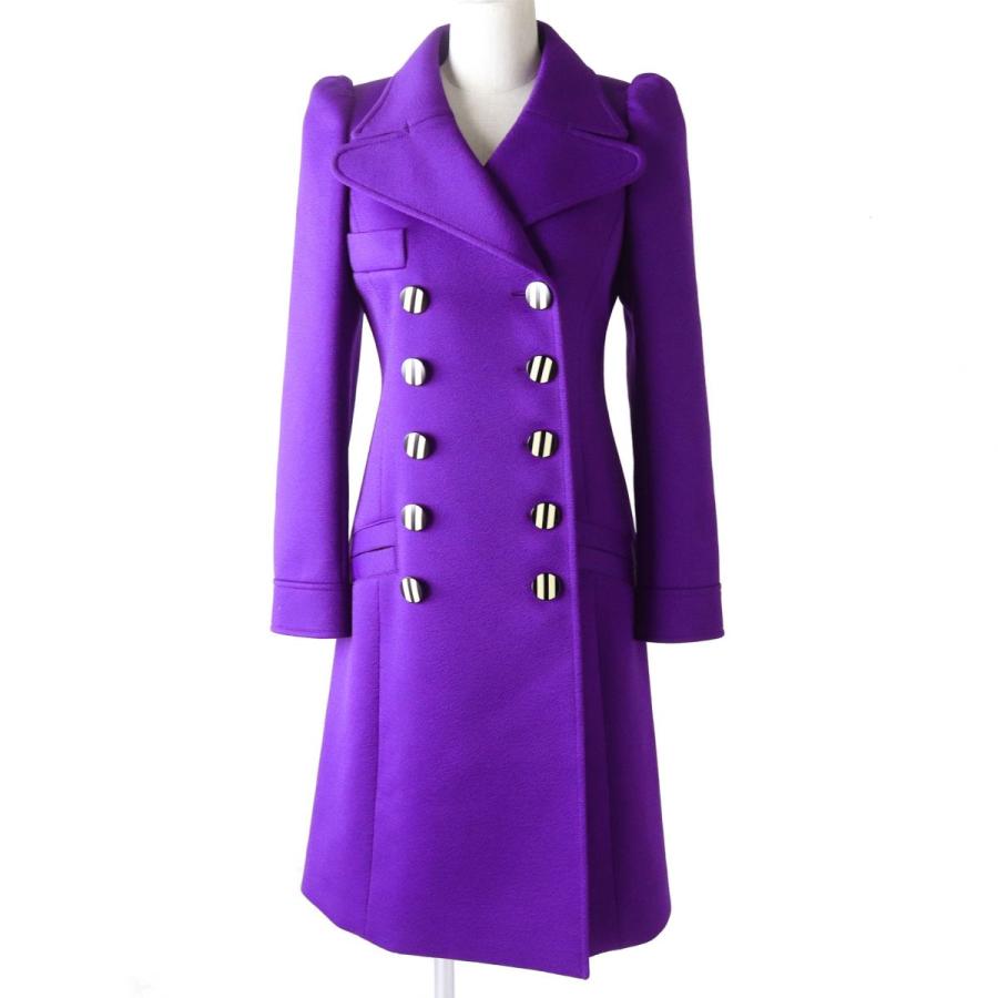 極美品 正規品 Lv ルイヴィトン 1a7som ブローチ付 裏地シルク100 ダブルブレストコート ロングコート レディース パープル 紫 34 仏製 H05 St502 Greenヤフーショッピング店 通販 Yahoo ショッピング