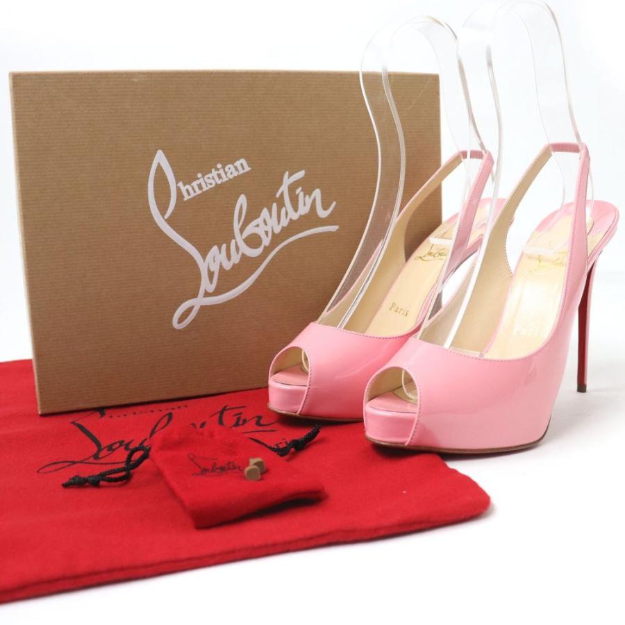 未使用品 クリスチャンルブタン Private Number 1 オープントゥ バックストラップ パテントパンプス Rose ピンク 37 1 2 伊製 H09 St Greenヤフーショッピング店 通販 Yahoo ショッピング