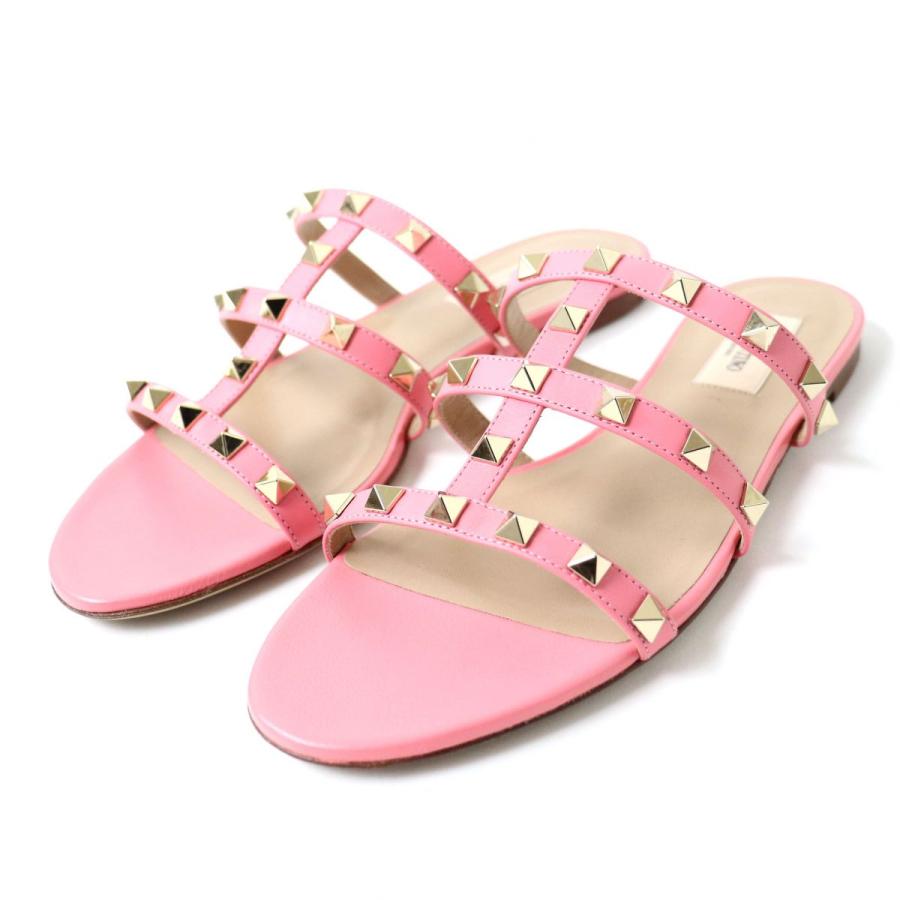未使用◇VALENTINO GARAVANI ヴァレンティノガラヴァーニ MW0S0C49 ロックスタッズ付 レザー フラットサンダル ピンク レディース 38 伊製 :h09-st20111-00242:GREENヤフーショッピング店 - 通販 - Yahoo!ショッピング