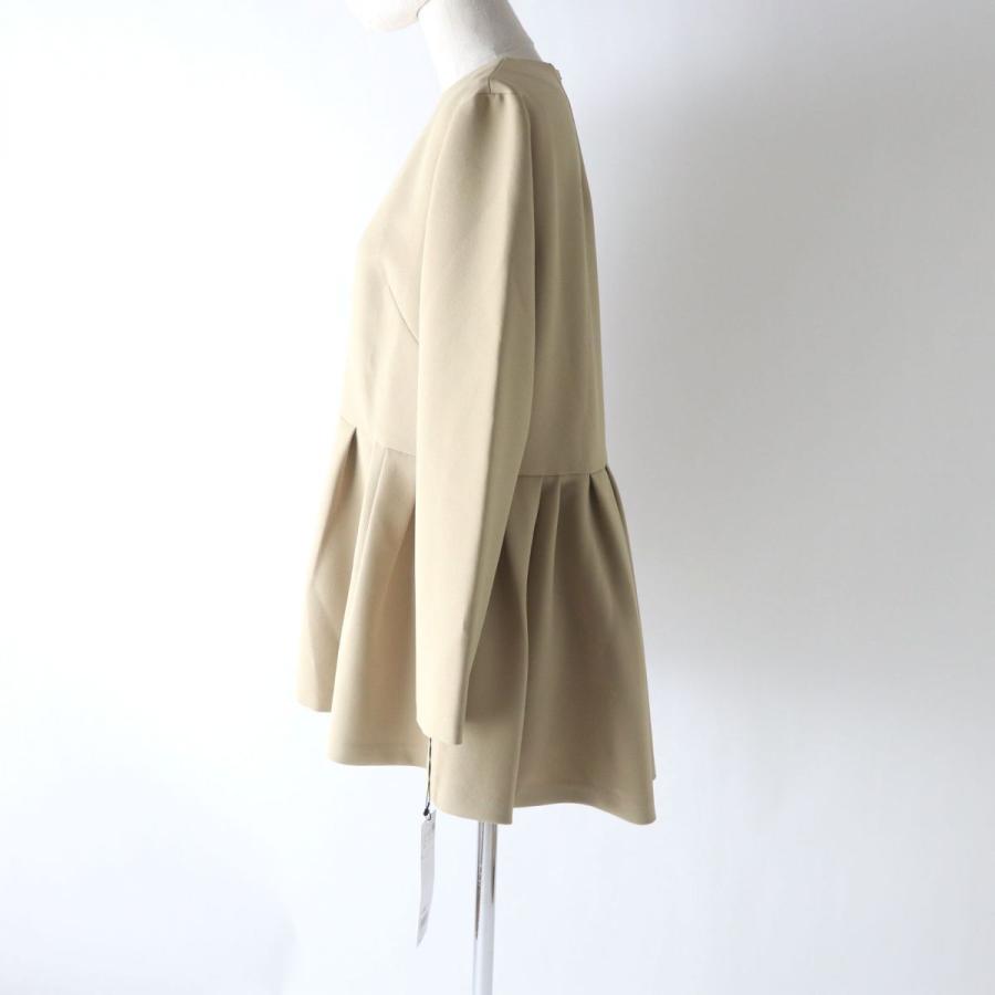 アドーアADORE リネン混Vネックブラウスシルクフリル