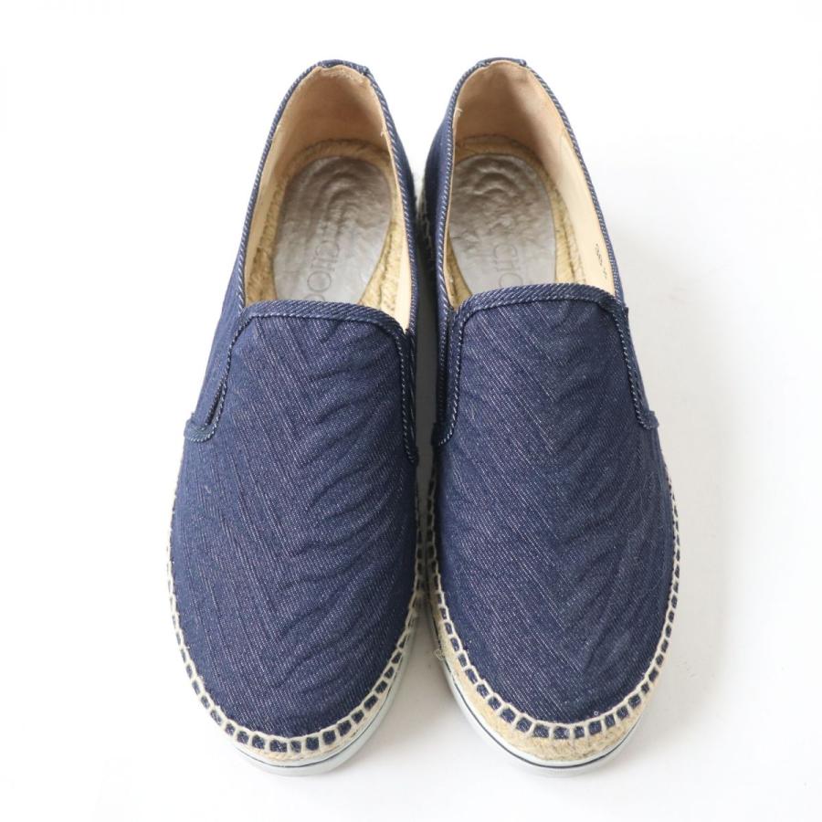 極美品☆JIMMY CHOO ジミーチュウ ロゴ金具付き エスパドリーユ 
