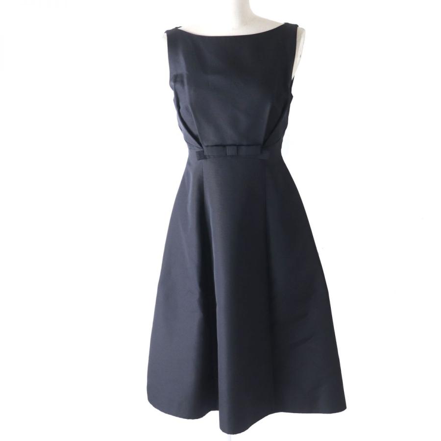 極美品☆正規品 FOXEY フォクシー 36275 リボン付き シルク混 ロング丈  