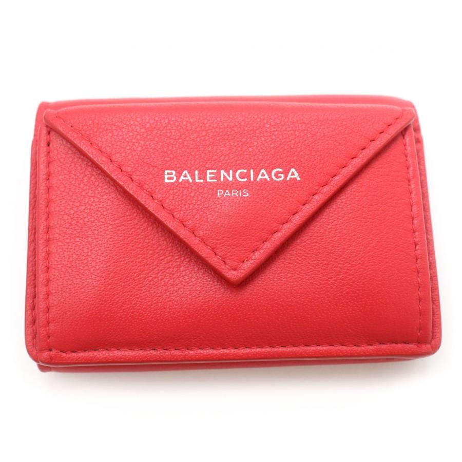 美品☆BALENCIAGA バレンシアガ 391446 ロゴ入り レザー ペーパー ミニ 