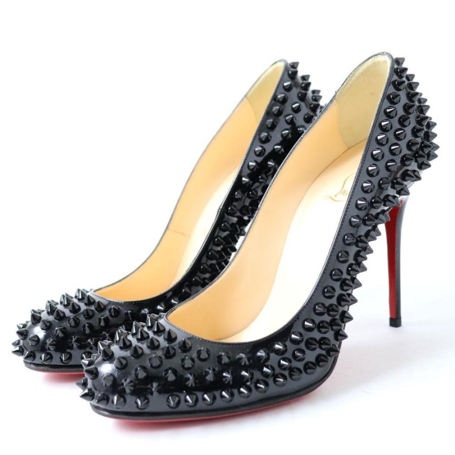 Sale 公式通販 直営店限定 極美品 美脚効果 Christian Louboutin クリスチャンルブタン スパイク付 エナメルレザー パテント パンプス ブラック レディース 37 1 2 ランキング１位受賞 Globeedconsultancy Com