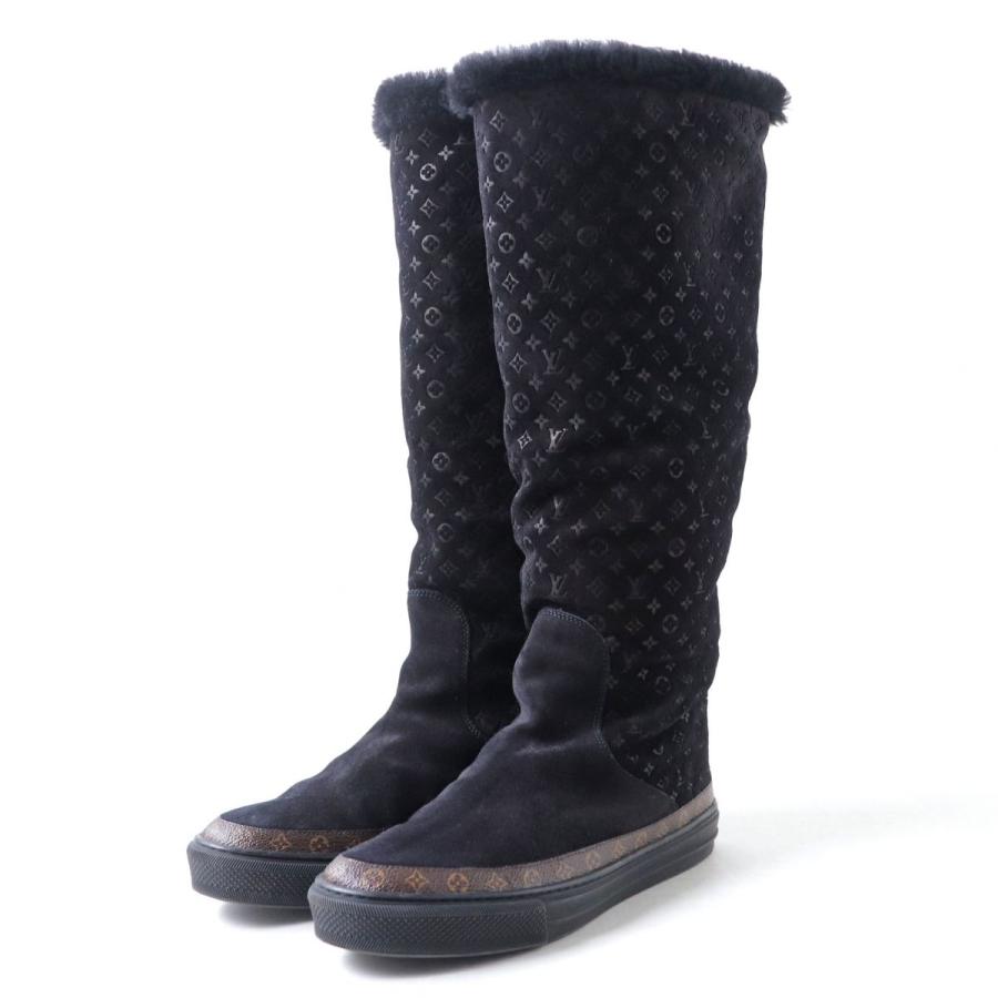 美品◇LOUIS VUITTON ルイヴィトン 18AW スノーボールライン モノグラム柄 ロング ムートンブーツ ブラック 黒 レディース 38 1/2 伊製 :h15-st20530-00143:GREENヤフーショッピング店 - 通販 - Yahoo!ショッピング 人気グッズ ルイヴィトン ムートンブーツ38 ブーツ