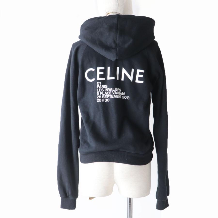 茄子紺 美品 CELINE セリーヌ パーカー バックロゴ プルオーバー
