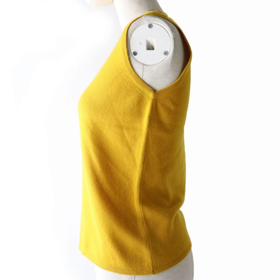 HERMES - 極美品◎HERMES エルメス カシミヤ100％ ノースリーブ ニット マスタード SM スコットランド製 正規品 レディース 極美品◎HERMES エルメス カシミヤ100％ ノースリーブ ニット