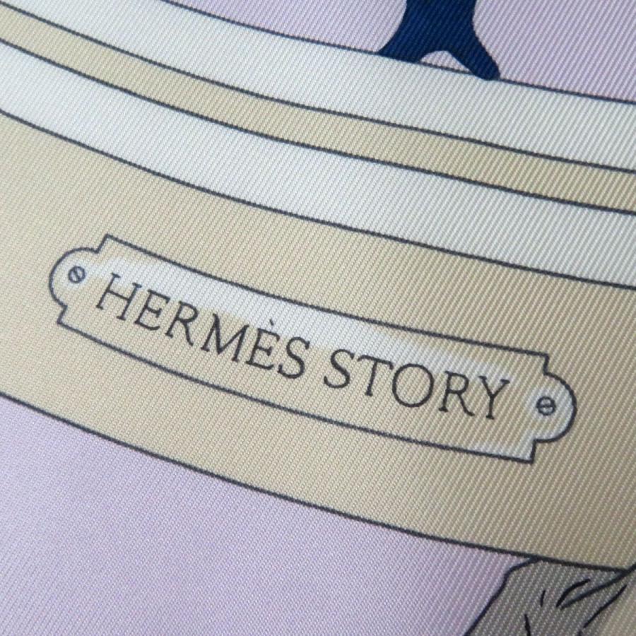 未使用品◎22SS フランス製 HERMES エルメス カレ90 STORY ストーリー スカーフ シルク100％ ラベンダー系 定価60500円  箱・タグ付き