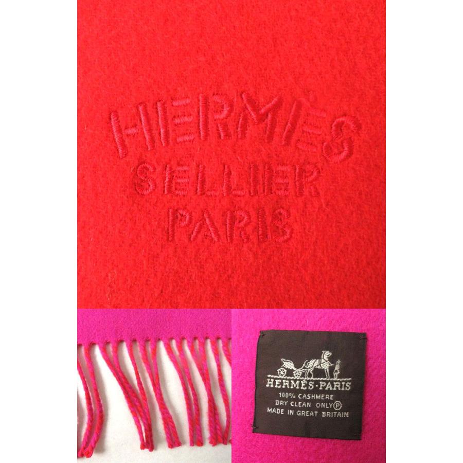 美品◎HERMES エルメス レディース カシミヤ100％ フリンジ付き