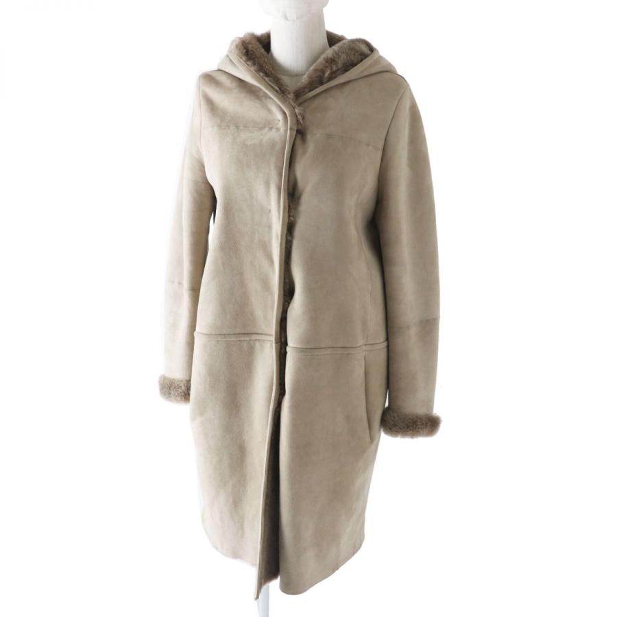 良品◎正規品 S MaxMara エス マックスマーラ レディース フーデッド ダブルフェイス ムートンコート ベージュ 38 毛皮 Max Mara（マックスマーラ） 良品◎正規品 エス レディース フーデッド