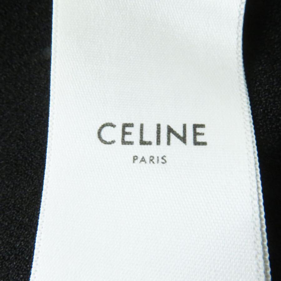 極美品◎正規品 フランス製 CELINE セリーヌ 2R091865C レディース フォークドレス／ミディ丈 5分袖 超ロングワンピース ブラック 黒 40｜brand-td-store｜08