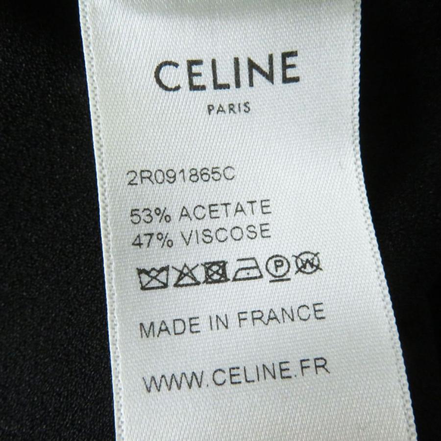 極美品◎正規品 フランス製 CELINE セリーヌ 2R091865C レディース フォークドレス／ミディ丈 5分袖 超ロングワンピース ブラック 黒 40｜brand-td-store｜09